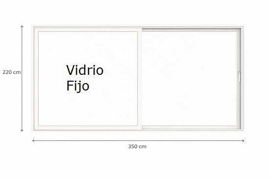 Imagen de Corredera Elevable Cortizo E-170 Blanca 350x220 cm con Climalit Planitherm 4S y Herraje G-U (APERTURA POR LA DERECHA)